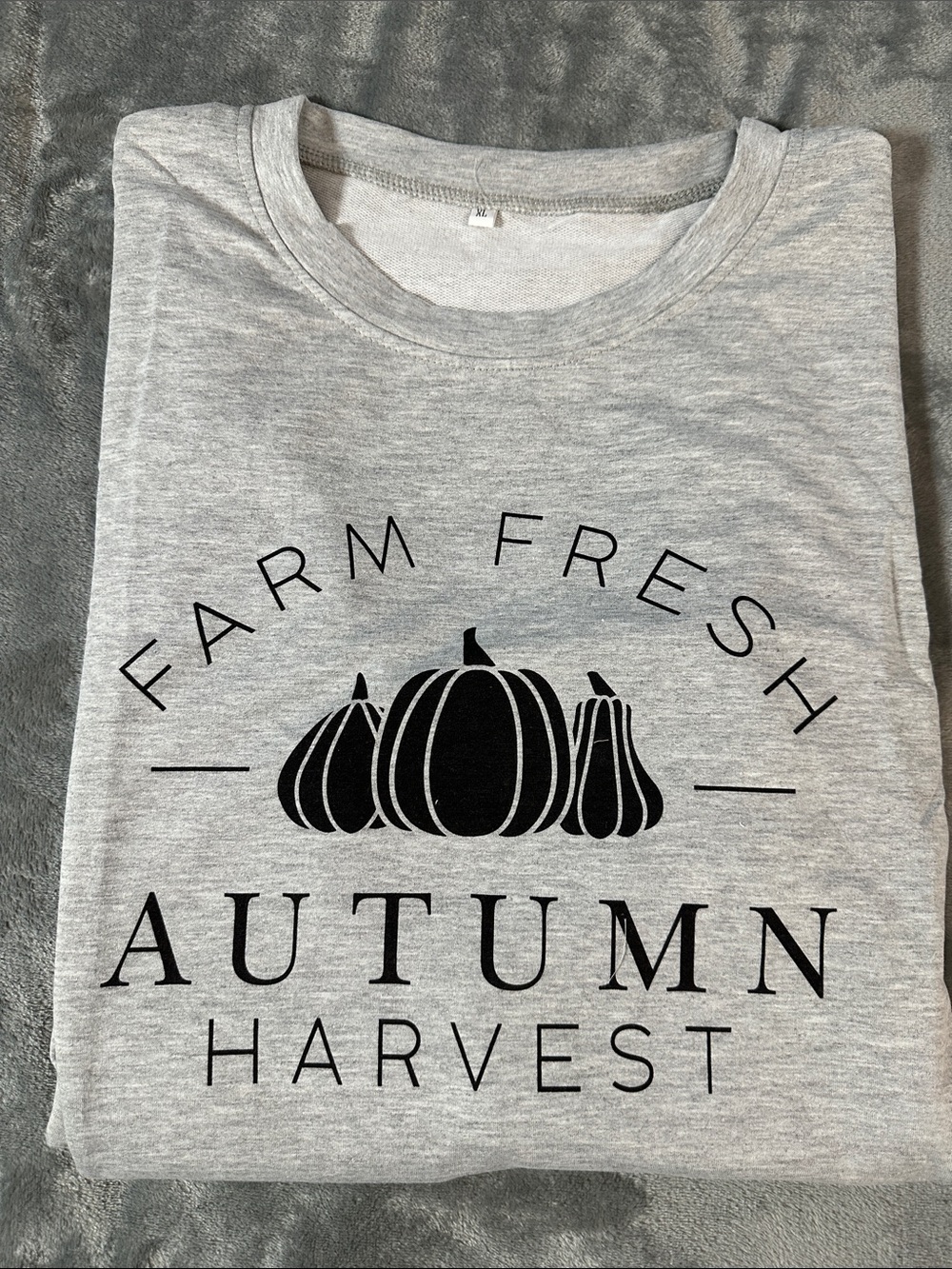 NWOT Farm Fresh Autumn Harvest Grey Crewneck Long Sleeve Top Sz XL π
